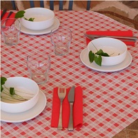 Mantel Papel 100x100 Cuadros Rojos