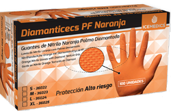 GUANTES NITRILO S.REFORZADOS DIAMANTICECS NARANJA T.M