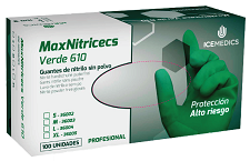 GUANTES NITRILO S/POLVO MAXNITRICECS VERDE 610 T.G