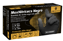 GUIANTES NITRILO S/POLVO MAXNITRICECS NEGRO T.G