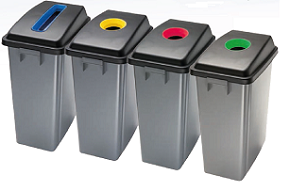 PAPELERA SLIM 60 L. C/TAPA AZUL