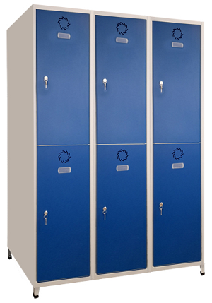 MODULO 3 TAQUILLAS MONOBLOK ST-40/3 PUERTA AZUL RAL 5010