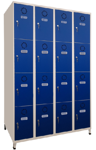 MODULO 4 TAQUILLAS MONOBLOK SC-25/4 PUERTA AZUL RAL 5010
