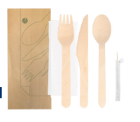 Set Cubiertos, Servilleta, Palillo Madera