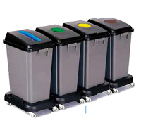 PAPELERA SLIM 4X60 L. CON CARRO C/TAPA AZUL,MARRON, AMARILLA, VERDE 7334A
