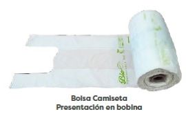 BOLSA CAMISETA 40X50 BIO COMPOSTABLE ROLLO