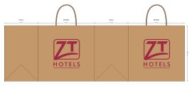 BOLSA PAPEL KRAFT 27+16X26,5 80 GRS. C/ASA RIZADA IMP. ZT HOTELS
