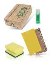 KIT LIMPIEZA CAJA BIO (BAYETA+SALVAUÑAS+LAVAVAJILLAS+BOLSA BASURA)