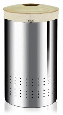 Cubo ropa sucia 50L inox/madera