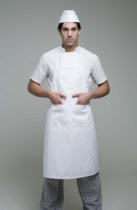 Delantal cocinero c/peto sarga blanco