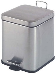 Papelera Cuadrada C/Pedal 14,5 Lts. Satinado