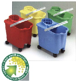 Cubo escurridor c/ruedas 14L Rojo