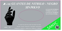 GUANTES NITRILO S/POLVO NEGROS TP