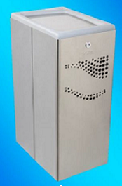 PAPELERA SELECTIVA 40 L. INOX TAPA BASC. DEPOSITO AZUL