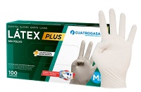 GUANTES LATEX PLUS S/POLVO NATURAL T.G 4G