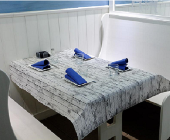 MANTEL 100X100 37 GRS BLANCO TABLAS NEGRAS