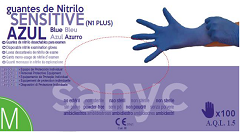 GUANTES NITRILO S/POLVO SENSITIVE AQL AZUL T.G