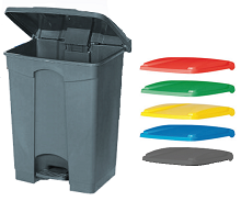 PAPELERA PEDAL UNIVERSAL GRIS C/TAPA GRIS 65 L.