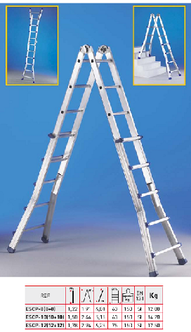 ESCALERA TELESC.TIJERA EXTENS.ESCALISIMA PLUS ESCP-12(12+12)