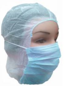 CAPUZ POLIPROPILENO C/MASCARILLA 3 PLIEGUES AZUL