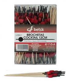 BROCHETA BAMBU COCKTAIL 12 CMS. NEGRO/ROJO